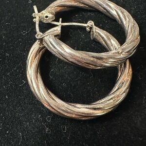 Vintage Italian Sterling Silver Hoop Earrings